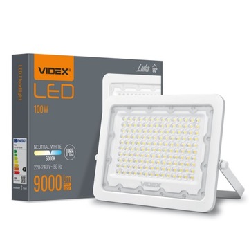 Halogen Naświetlacz LED biały LAMPA 100W 9000lm 5000K IP65 VIDEX neutralny