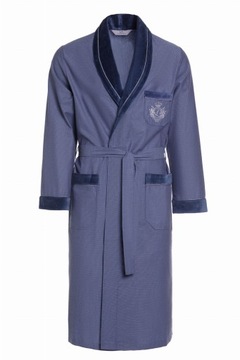 Bawełniany szlafrok męski - RE-505 Niebieski - 4XL