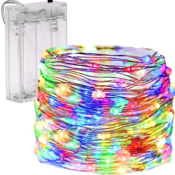 LAMPKI DRUCIKI 50 LED na baterie kolorowe drucik