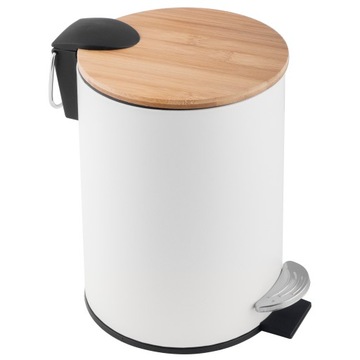 МУСОРНОЕ ВОРЗИНА ОБЪЕМОМ 3 Л С ОТКРЫТКОЙ БЕЛЫЙ БАМБУК LOFT ОВАЛЬНЫЙ SOFT CLOSE