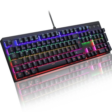 Klawiatura mechaniczna KM-G6 QWERTY PODŚWIETLENIE LED OUTEMU BLUE SWITCHES