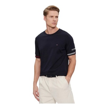 TOMMY HILFIGER KOSZULKA MĘSKA T-SHIRT FLAG CUFF TEE GRANATOWA r.XL