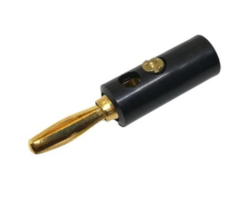 Wtyk bananowy z gniazdem czarny złocony