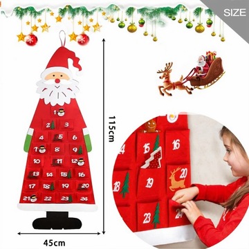 Адвент-календарь из фетра Санты-Рождественские украшения для детей своими руками