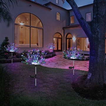 2шт солнечные садовые фонари с приводом от одуванчика фейерверк украшения 150 светодиодов