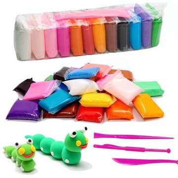 SUPER CLAY MAGICZNA PLASTELINA GLINA PIANKOLINA POLIMEROWA 12 KOLORÓW SLIME