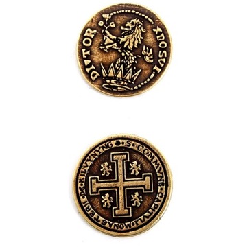 НАБОР ИЗ 3 СРЕДНЕВЕКОВЫХ МЕТАЛЛИЧЕСКИХ МОНЕТ РПГ