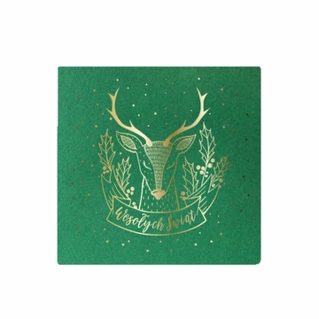 Etui zielone na płytę CD DVD złoty Jelonek napis WESOŁYCH ŚWIĄT