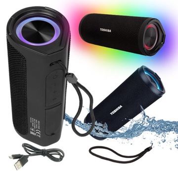 TOSHIBA PRZENOŚNY GŁOŚNIK BEZPRZEWODOWY BLUETOOTH LED IP67 USB PARTYBOX