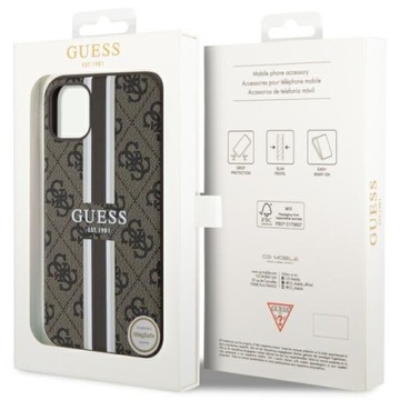 Чехол Guess 4G с принтом в полоску MagSafe для iPhone 11, задняя крышка