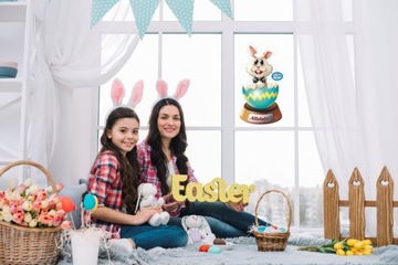 NAKLEJKA WIELKANOCNA NA OKNO ZAJĄCZEK ŚMIESZEK 05A