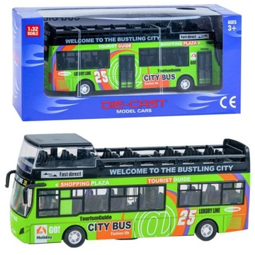 Piętrowy autobus metalowy z otwieranymi drzwiami