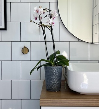 Osłonka Doniczka Ceramiczna Orchid 13x15 cm biała