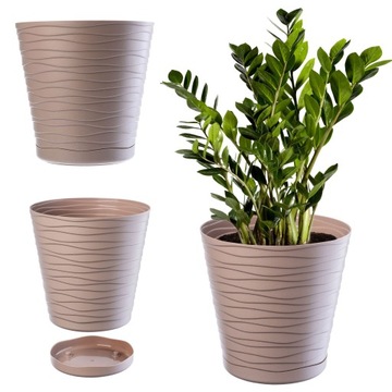 DONICZKA DONICA NA KWIATY 21 cm OSŁONKA Z PODSTAWKĄ KWIETNIK PLASTIKOWA