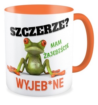 Kubek pomarańczowy Żaba MAM ŻAJEBIŚCIE WYJEB*NE