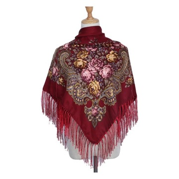 Szalik z nadrukiem retro Styl boho, szeroki z