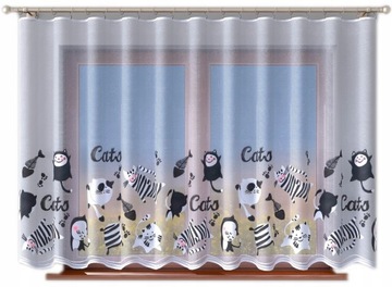 Cats, Szalone koty firana 500x150cm z obszyciem