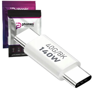ADAPTER PRZEJŚCIÓWKA KONWERTER WTYK PHONEO USB-C DO USB-C 40GBPS 8K 140W W6