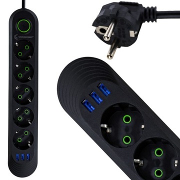 Удлинительный кабель длиной 5 м с 3 USB-переключателями и 5 РАЗЪЕМАМИ