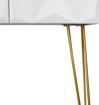 Гламурный бело-золотой туалетный столик с зеркалом и золотыми ножками.