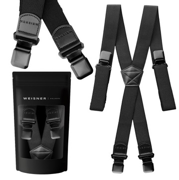 WEISNER X Black | CZARNE SZELKI DO SPODNI GARNITURU NA WESELE ELEGANCKIE