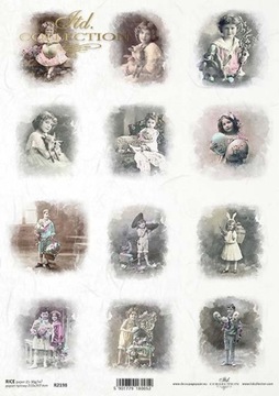 ITD Collection - Decoupage Papier RYŻOWY R2198 - Retro Dzieci w Święta - A4