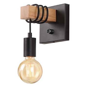 LAMPA KINKIET Z DREWNA VINTAGE RETRO INDUSTRIAL E27 DO KORYTARZA +Żarówki