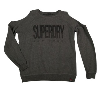 SUPERDRY szara bluza logowana odkryte ramiona M