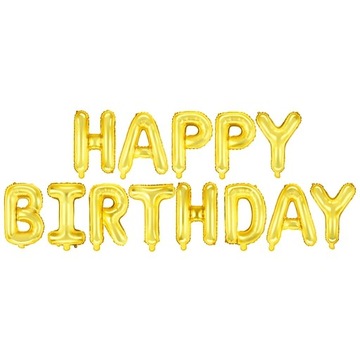 Balon napis Happy Birthday złoty