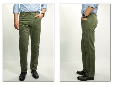 Wrangler Texas Dusty Olive męskie spodnie sztruks W33 L30