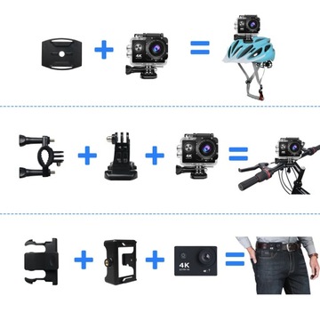 ВОДОНЕПРОНИЦАЕМАЯ СПОРТИВНАЯ КАМЕРА С НАБОРОМ АКСЕССУАРОВ