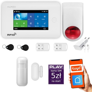 Alarm bezprzewodowy GSM + WiFi z aplikacją TUYA, HUXGO HXA006