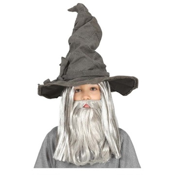 KAPELUSZ CZARODZIEJ GANDALF WIEDŹMA SZARY