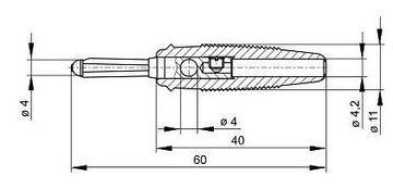 Изолированная вилка 4 мм с отверстием 4 мм, 16А, черная, BUELA 20 SW