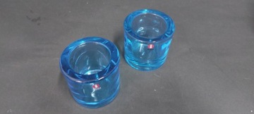 2 стеклянных подсвечника Marimekko Iittala Finland Kivi, синий дизайн