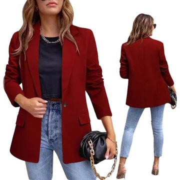 KLASYCZNY MODNA ELEGANCKI MARYNARKA DAMSKA CASUAL DRAPOWANE RĘKAWY ŻAKIET