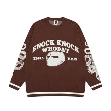 Men Jacquard Letter Snake Pattern Knitwear Dark Bl