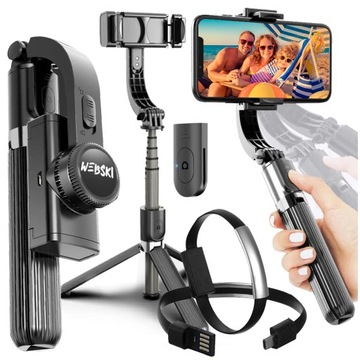 Kij SELFIE GIMBAL 1 osiowy STATYW TRÓJNÓG DO TELEFONU ZDJĘĆ BLUETOOTH+PILOT