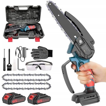 ЭЛЕКТРИЧЕСКАЯ МАЛЕНЬКАЯ ЦЕПНАЯ ПИЛА АККУМУЛЯТОРНАЯ МИНИ-ПИЛА 6 ДЮЙМОВ + АККУМУЛЯТОРЫ×2