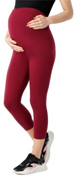 Legginsy ciążowe 3/4 capri getry damskie BIO-bawełna BE20-284 Bordowy XL