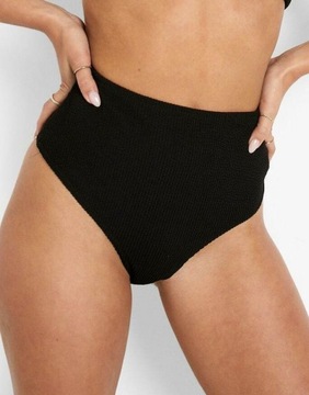 N006D28 Boohoo CZARNY DÓŁ OD BIKINI TEKSTURA 42