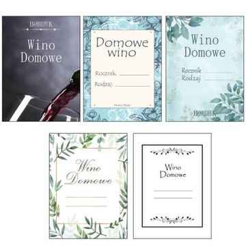 ETYKIETY NAKLEJKI SAMOPRZYLEPNA NA WINO DOMOWE 10X WINO BIMBERKOWE