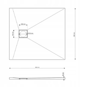 Прямоугольный душевой поддон 80x90 см Каменная структура БЕЛЫЙ + сифон
