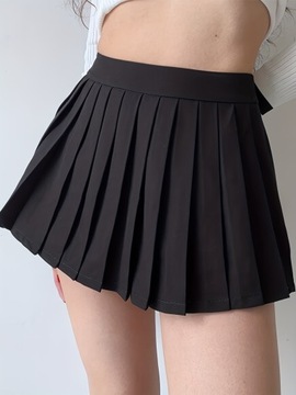 Solidna plisowana mini spódniczka, urocza spódnica Y2K na wiosnę i lato