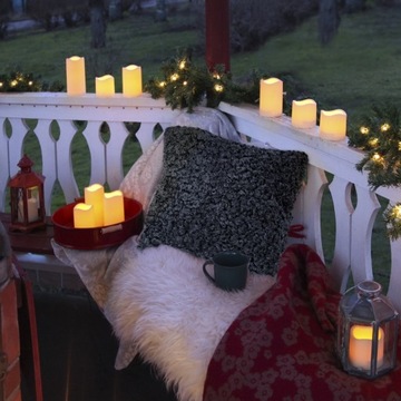 Уличная светодиодная свеча пластиковая БЕЖЕВАЯ на батарейках с таймером, БОЛЬШАЯ 7,50 см