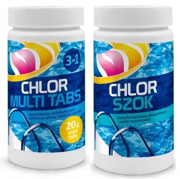 CHLOR MULTI TABLETKI + SZOK ZESTAW DO BASENU 2x1KG