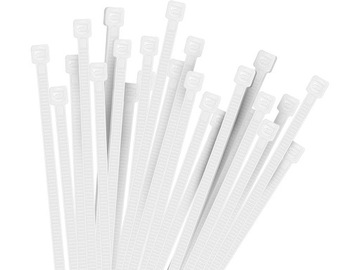 ОЧЕНЬ ПРОЧНЫЕ ЗАЖИМЫ 3,6х200мм 100 ШТ. БЕЛЫЕ КАБЕЛЬНЫЕ Стяжки