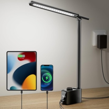 НАСТОЛЬНАЯ СВЕТОДИОДНАЯ ЛАМПА С ЧАСАМИ-ОРГАНАЙЗЕРОМ USB-ПОРТ 4В1