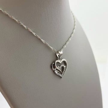 СЕРЕБРЯНАЯ ЦЕПЬ 925 ПРОБЫ С СЕРДЦЕМ + ВЕЧНАЯ РОЗА ПОДАРОК ​​ДЛЯ ЖЕНЩИНЫ, ЖЕНЫ