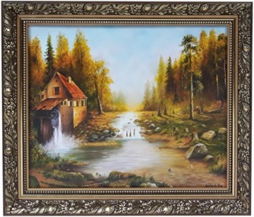 OBRAZ 50x60 PEJZAŻ KRAJOBRAZ ZDOBIONA ZŁOTA RAMA
